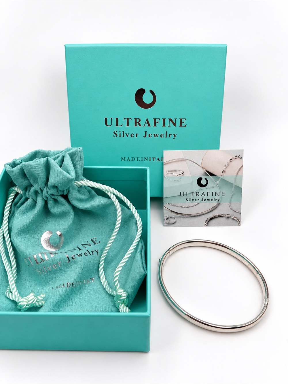 UltraFine 950 Silver Sterling Oval Hinged Bangle Bracelet 6-1/2" Milor Italy NEW